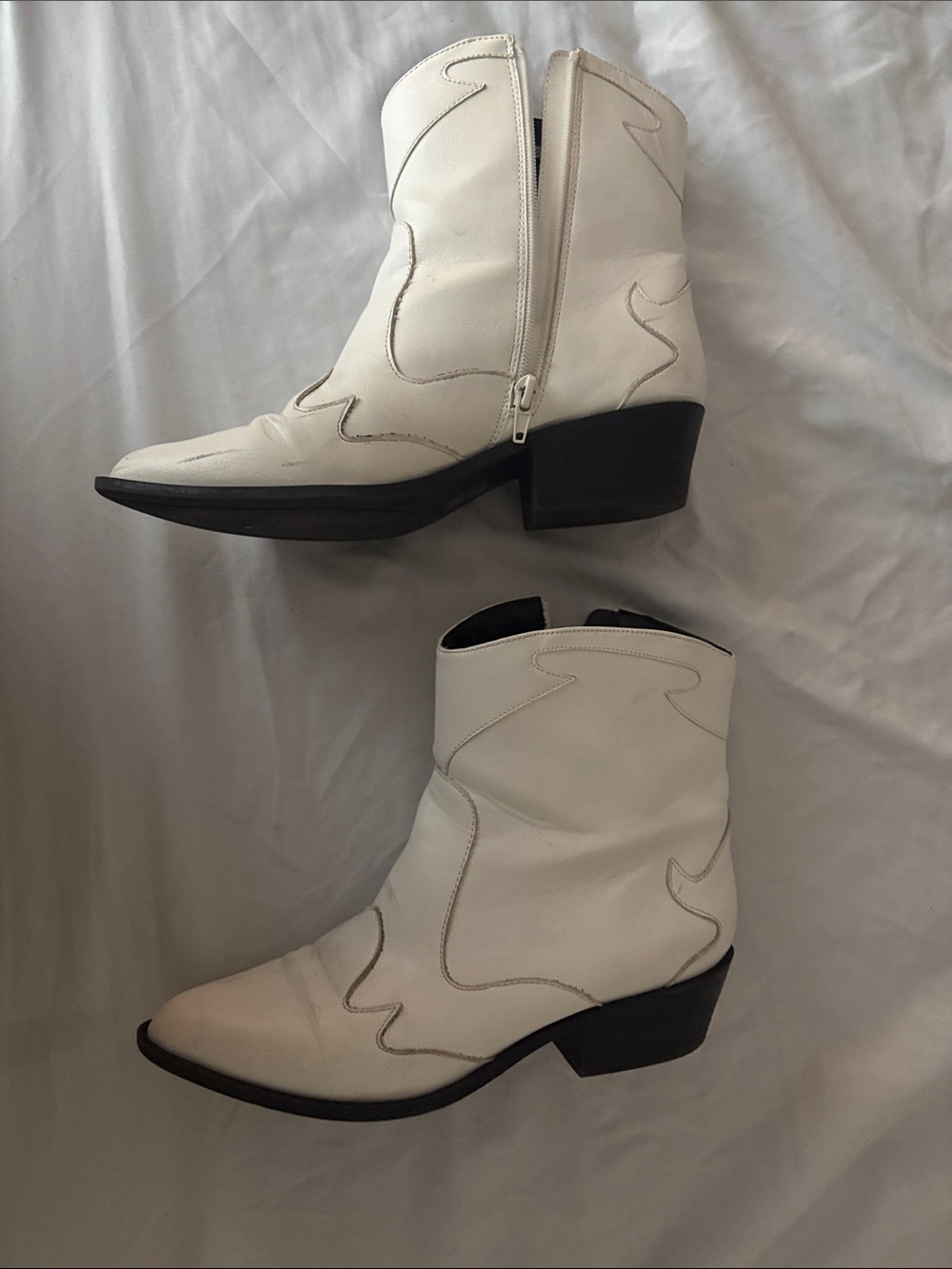 Express x Rocky Barnes White Western Ankle Booties